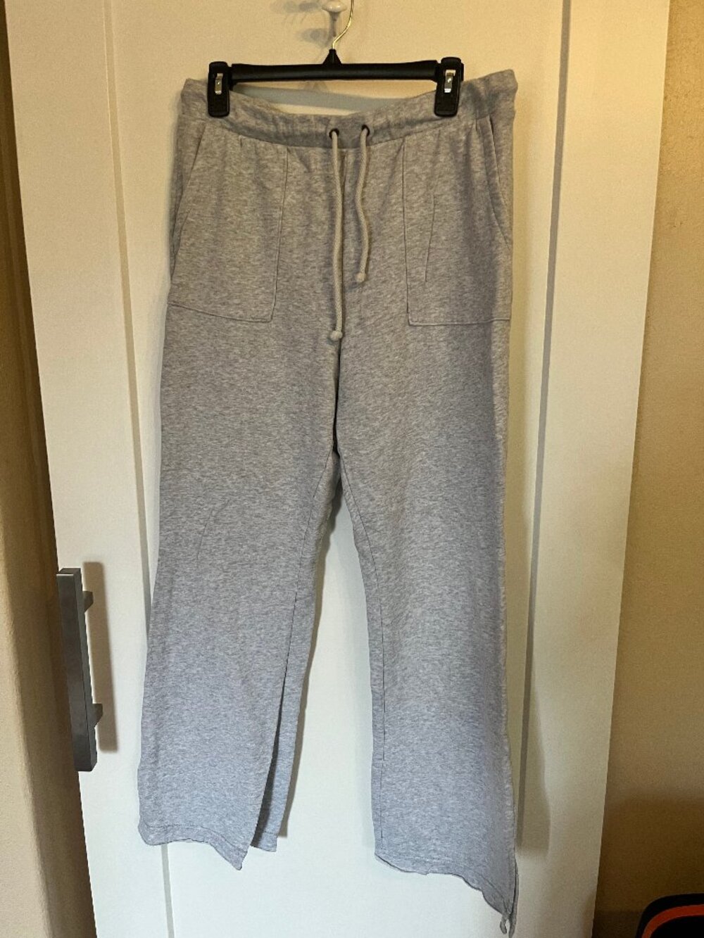 American Eagle Gray Fleece Sweatpants L Drawstring Pockets Lounge